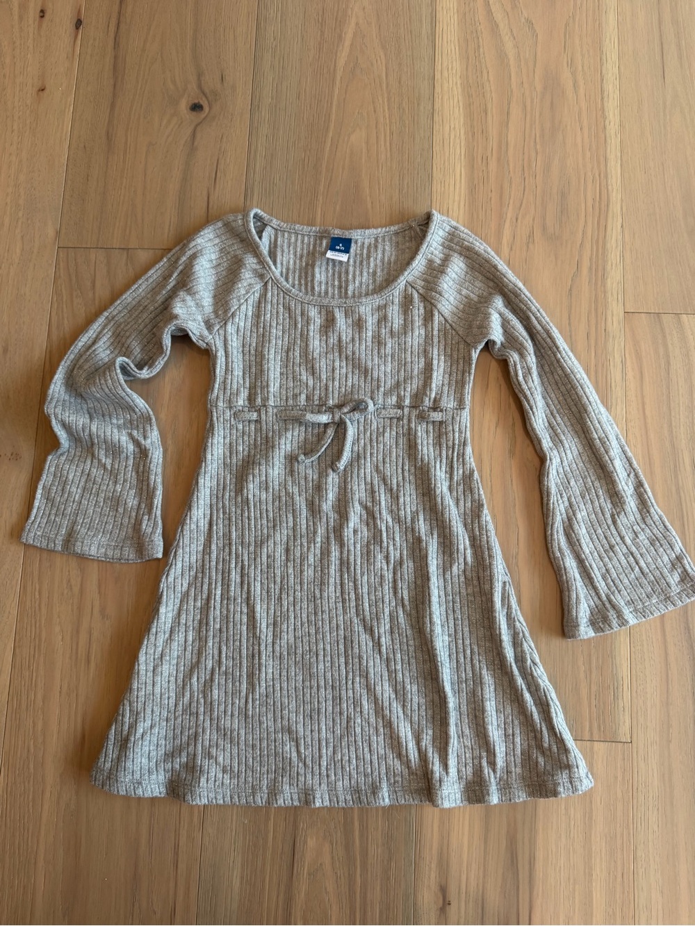 Old Navy Ribbed Knit Dress in Cream with Tie Waist
